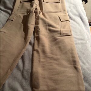 Beige Cargo Sweatpants with Utility Pockets